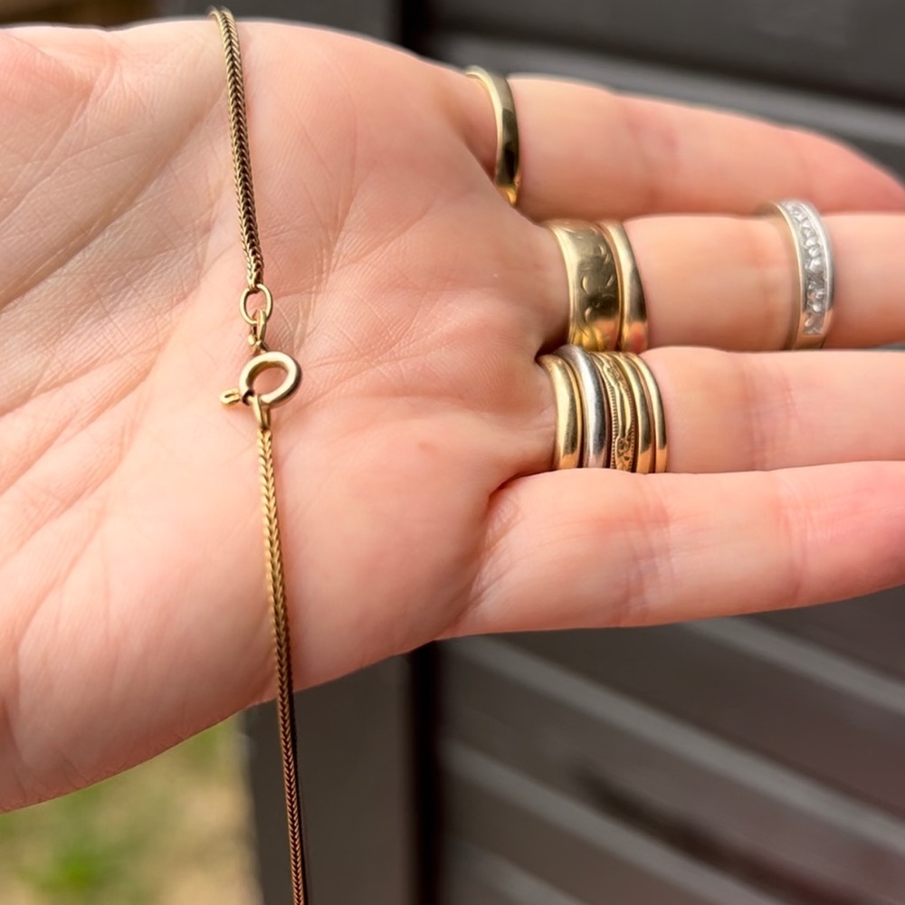 SOLD. 14K Wheat Chain.  15 inches.  1.5mm.